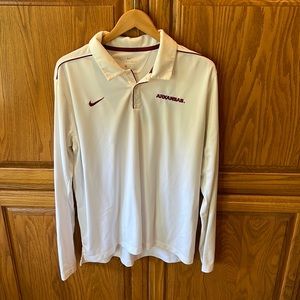 Arkansas Razorback Nike dri-fit long sleeve white polo size XL